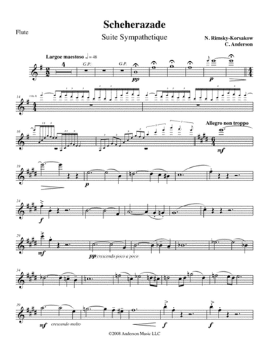 Scheherazade arranged for flute, harp and string quintet - Flute Part (arr. Catherine and David Anderson)