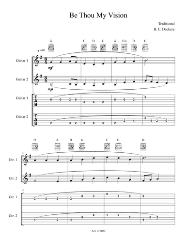 Be Thou My Vision (Guitar Duet with TAB) (arr. B. C. Dockery)