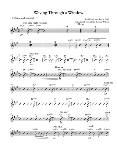Waving Through A Window (arr. Nathan Kersey-Wilson)