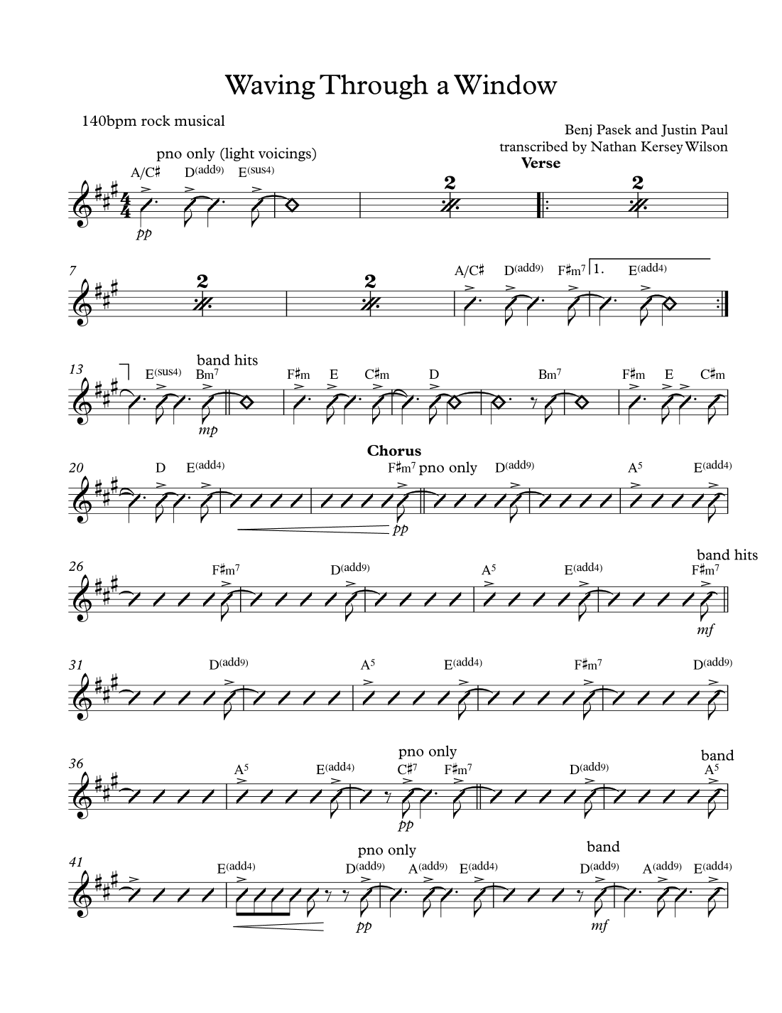 Waving Through A Window (arr. Nathan Kersey-Wilson)