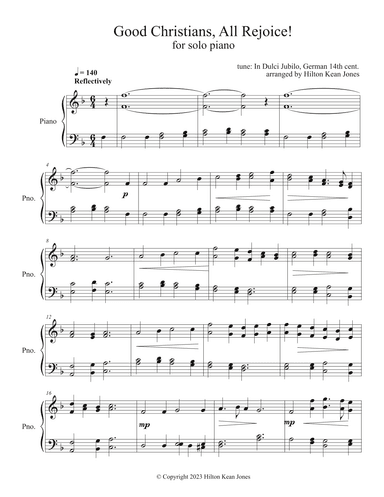 Good Christians, All Rejoice! (solo piano) (arr. Hilton Kean Jones)