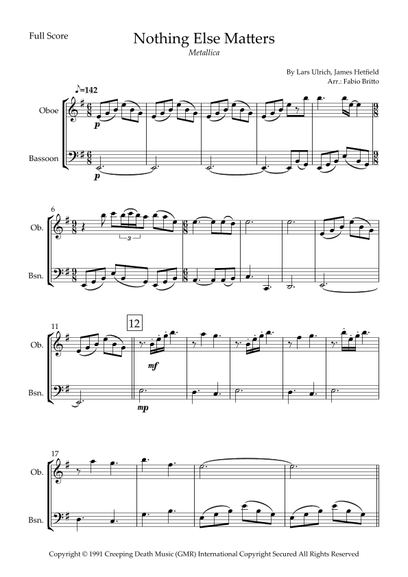 Nothing Else Matters (arr. Fabio Britto)