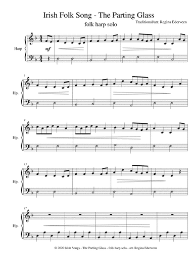 The Parting Glass (Irish Folk Song) - folk harp solo beginner