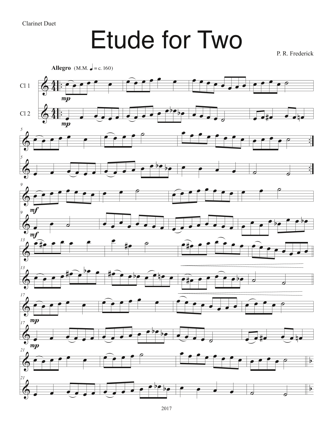 Etude For Two (Clarinet Duet)