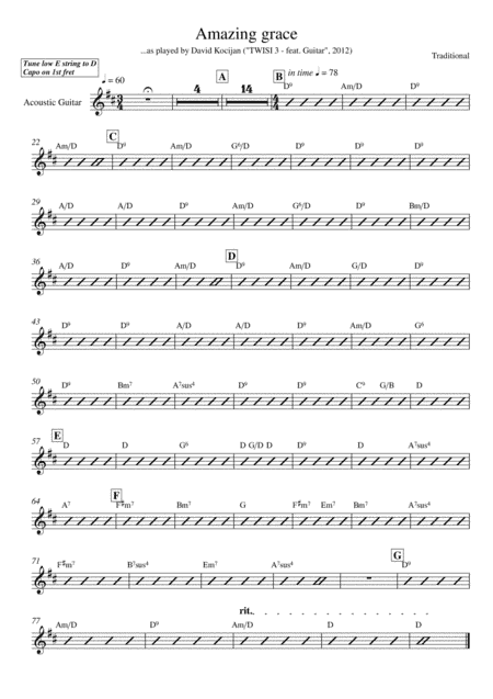 Amazing grace (guitar & clarinet) - INTERMEDIATE (arr. David Kocijan & Davor Simunic)