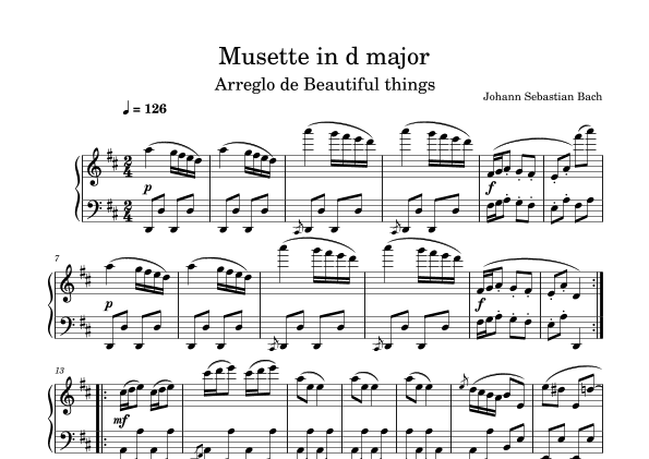 Musette in D major-Johann Sebastian Bach (arr. Beautiful things)