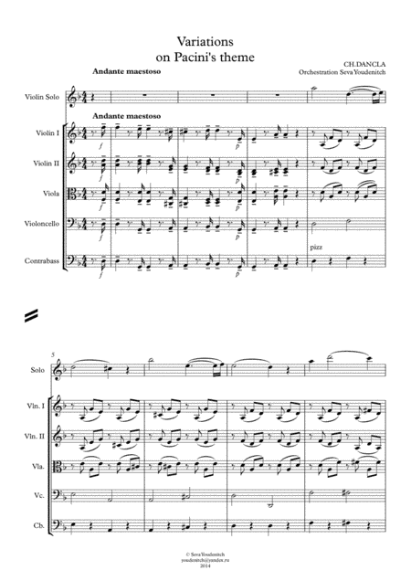 Ch.Dancla "Variations" on Pacini's theme for violin and string orchestra (arr. Seva Youdenitch)