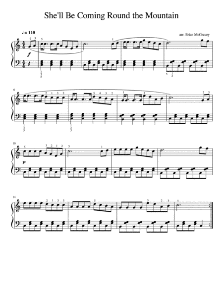She'll Be Coming 'Round the Mountain (Intermediate Piano) (arr. Brian McGravey)