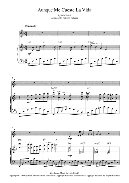 Aunque Me Cueste La Vida (arr. Kaiserin Rebecca)