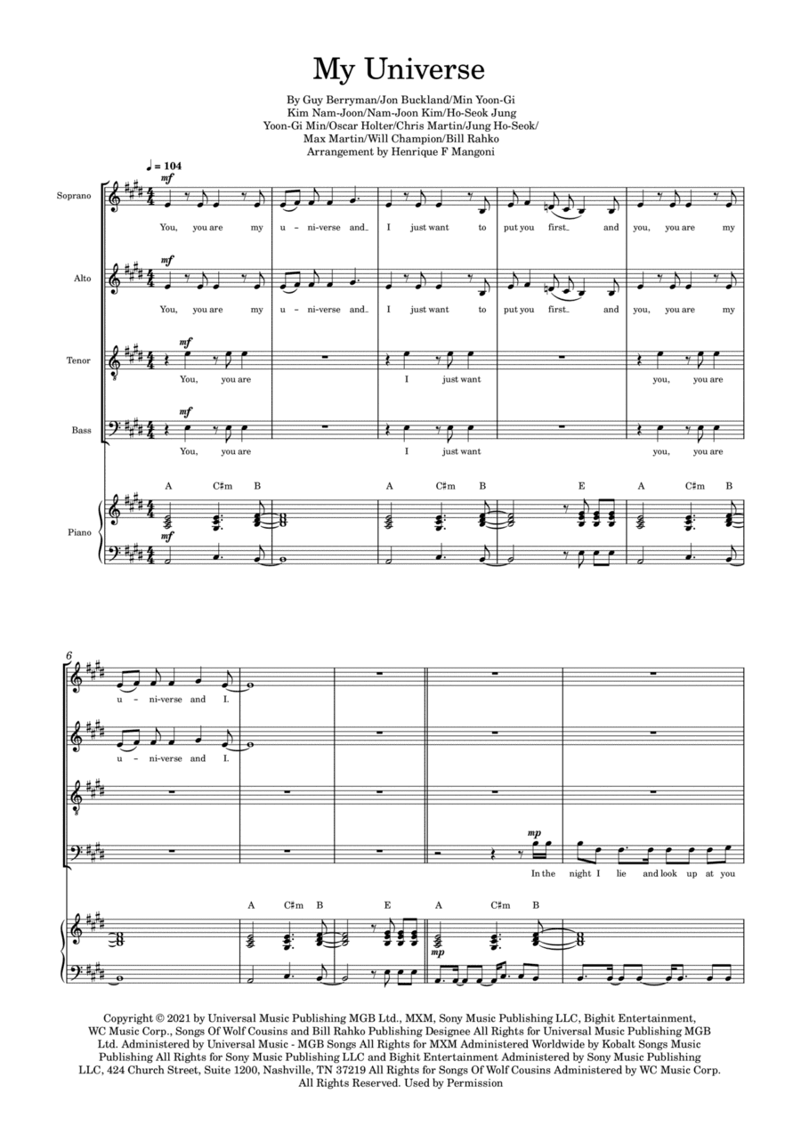 My Universe (arr. Henrique F Mangoni)