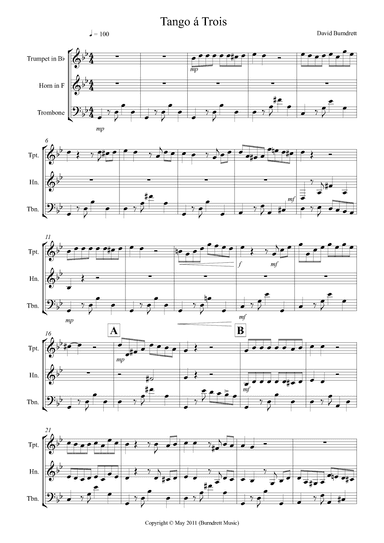 Tango á Trois for Brass Trio