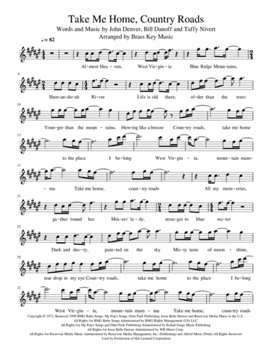 Take Me Home, Country Roads (arr. Brass Key Music)