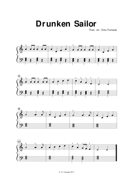 Drunken Sailor (arr. Erna Vemaak)