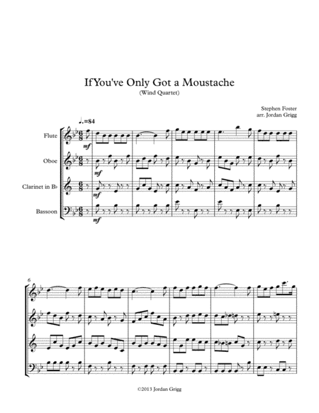 If You've Only Got a Moustache (Wind Quartet) (arr. Jordan Grigg)