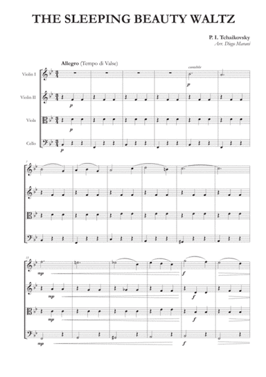 The Sleeping Beauty Waltz for String Quartet (arr. Diego Marani)