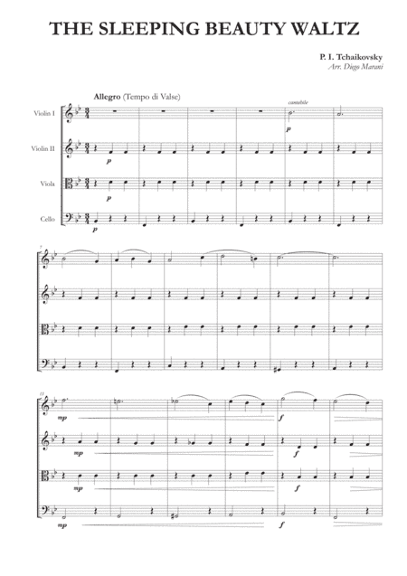 The Sleeping Beauty Waltz for String Quartet (arr. Diego Marani)