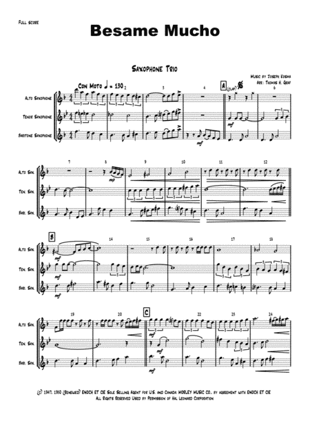 Besame Mucho (Kiss Me Much) (arr. Thomas H. Graf)
