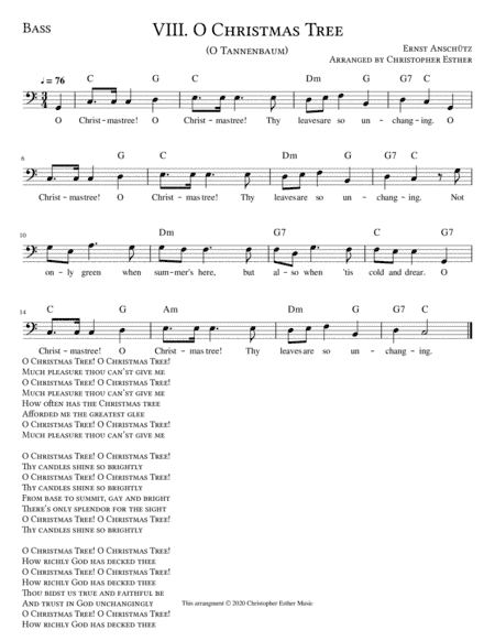 O Christmas Tree for Bass Voice (arr. Christopher Esther)