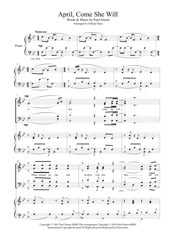 April Come She Will (arr. Fabian Huss)