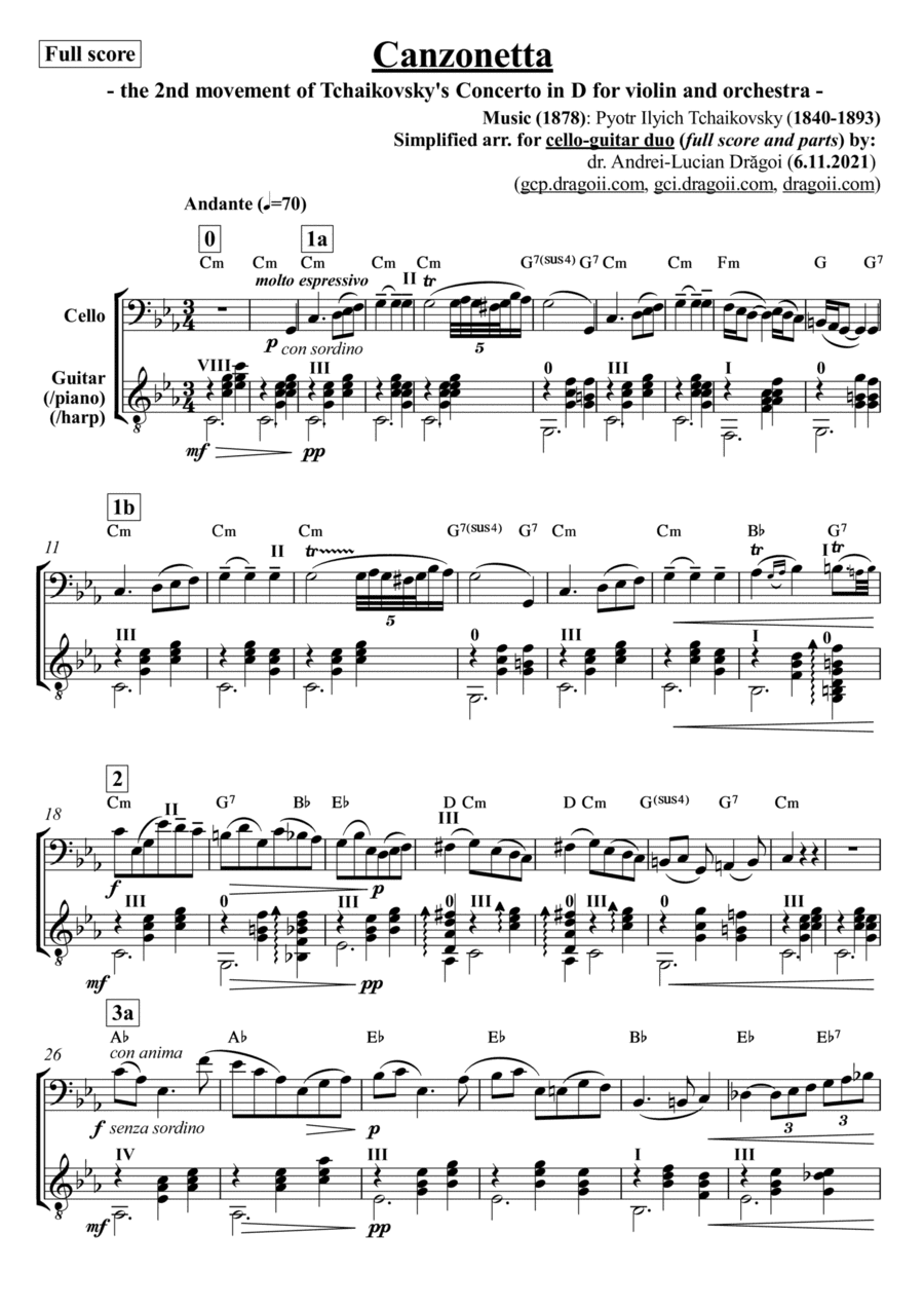 Tchaikovsky (Pyotr Ilyich) - Canzonetta (the 2nd movement of Tchaikovsky's Concerto in D for violin (arr. Andrei Lucian Dragoi)