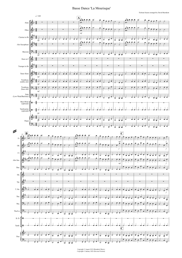 Basse Dance by Susato for School Wind Band (arr. David Burndrett)