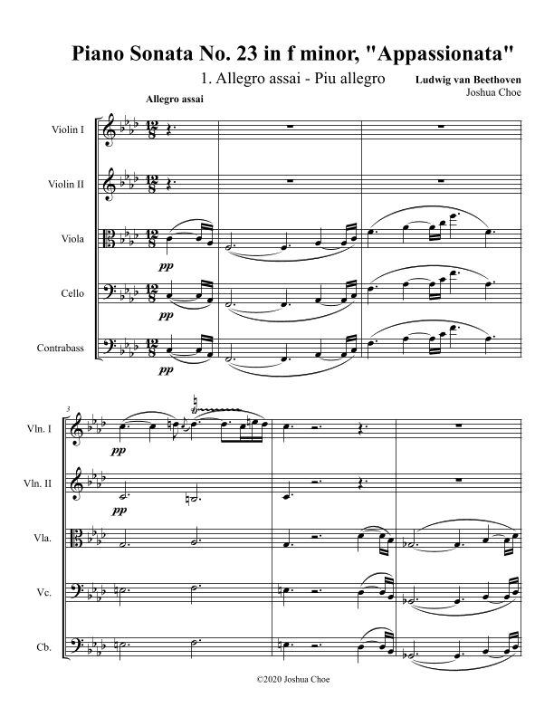 Appassionata Sonata, Movement 1 (arr. Joshua Choe)
