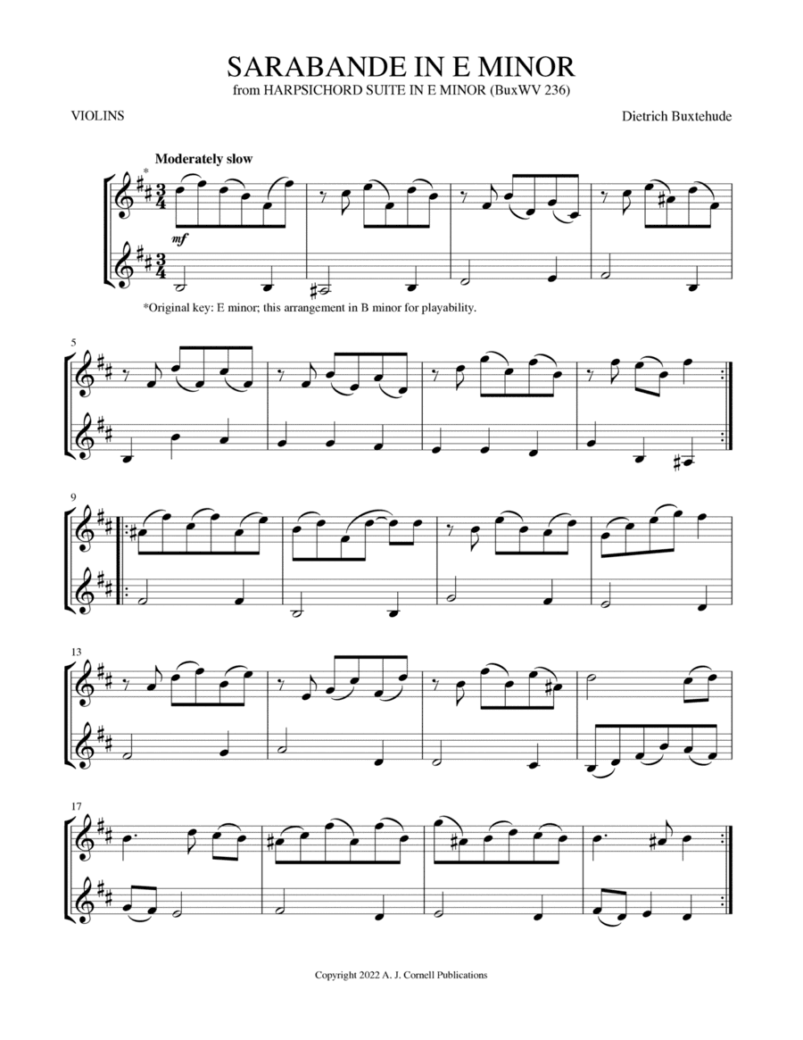 Sarabande in E Minor (from Harpsichord Suite in E Minor) (arr. Mark Phillips)