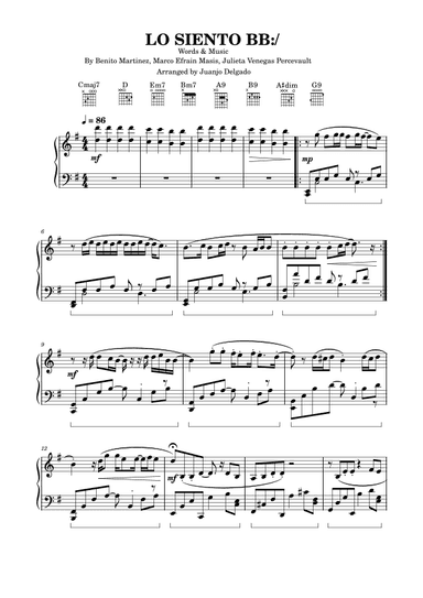 Lo Siento Bb (arr. Juanjo Delgado)