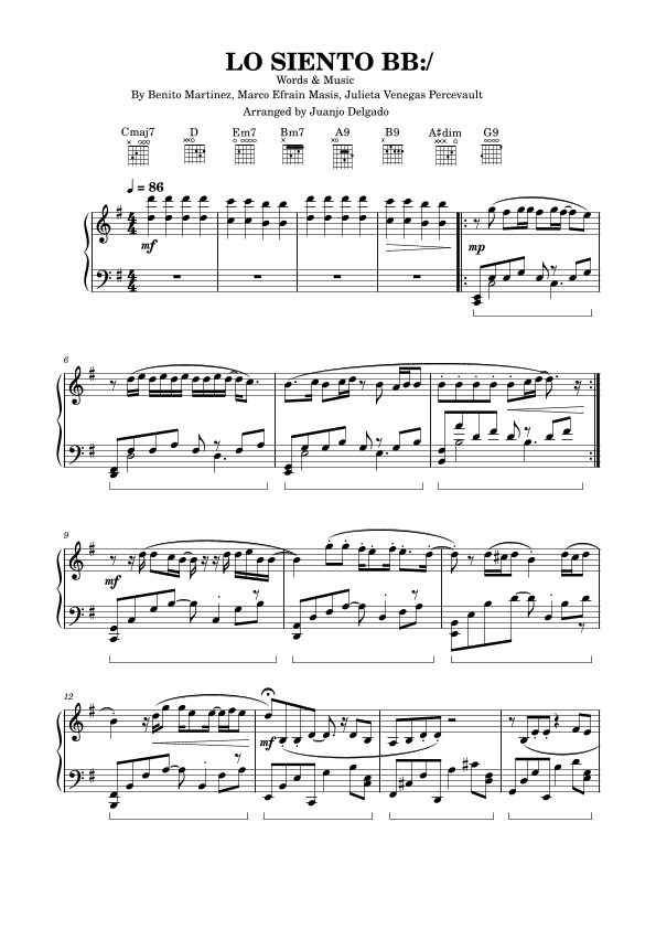 Lo Siento Bb (arr. Juanjo Delgado)