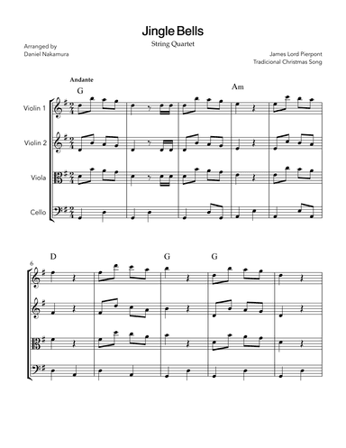 Jingle Bells (for string quartet) (arr. Daniel Nakamura)