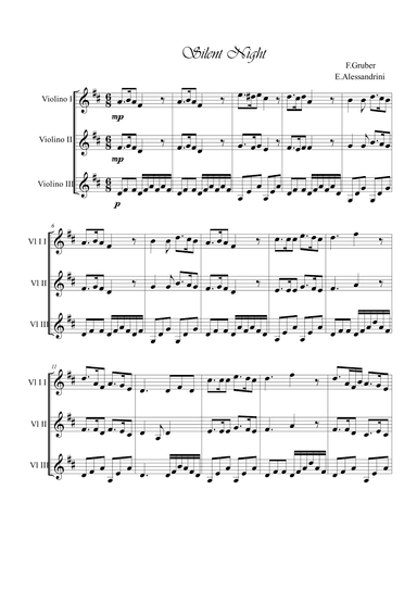 Silent Night. Violin trio (arr. Ester Alessandrini)