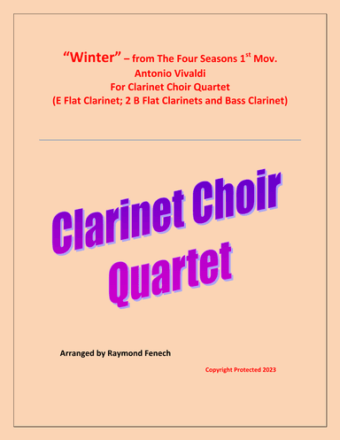 "Winter" from The Four Seasons - 1st Mov. by antonio Vivaldi - Clarinet Choir Quartet (arr. Raymond Fenech)