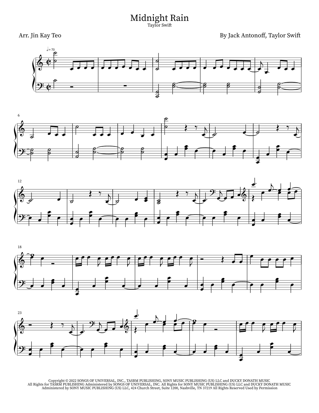 Midnight Rain (arr. Jin Kay Teo)
