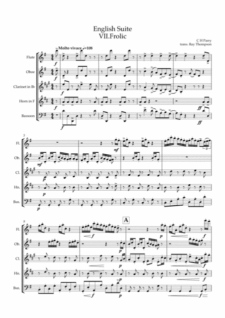 Parry: An English Suite VII. Frolic - wind quintet (arr. Ray Thompson)