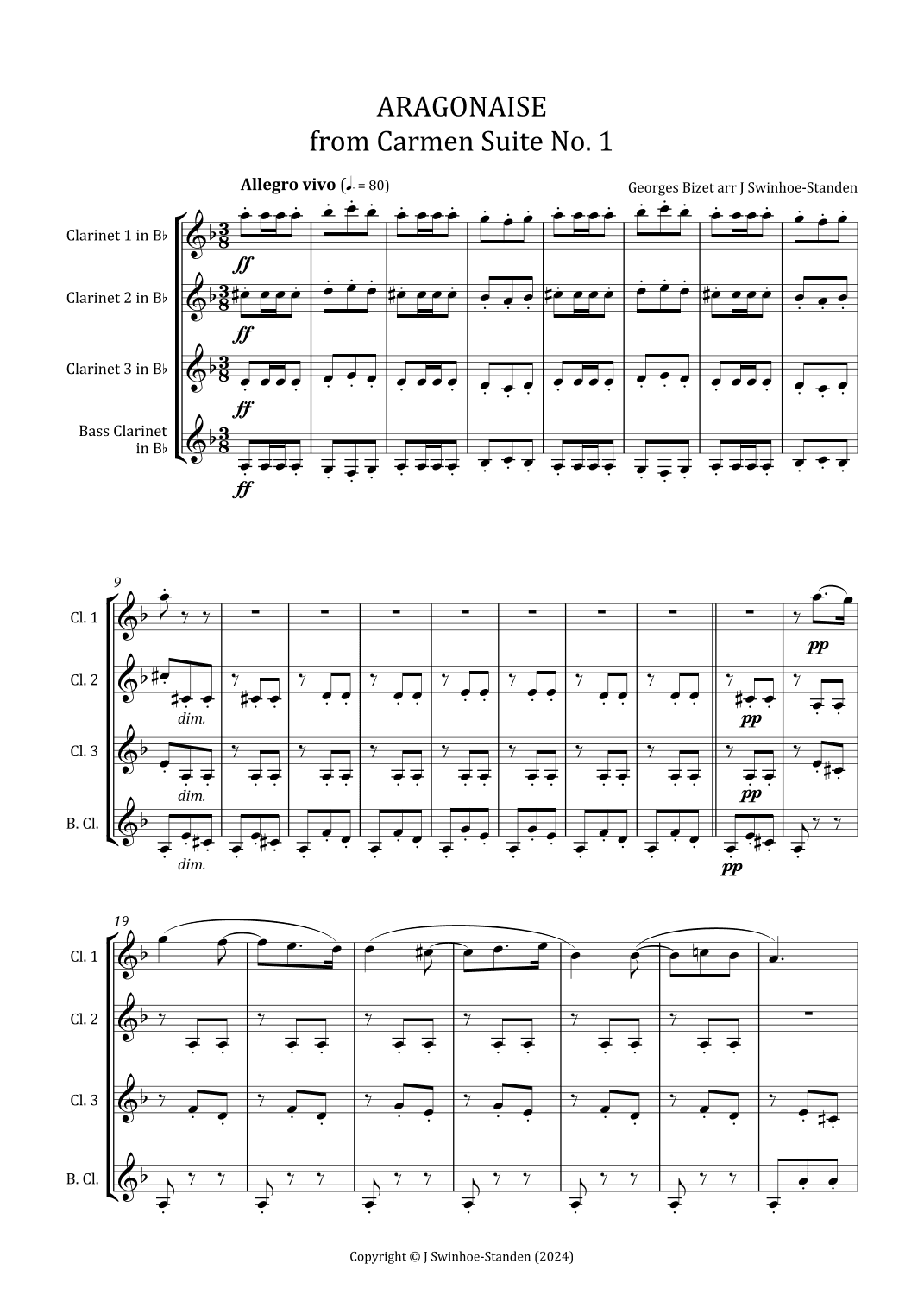 Aragonaise from Carmen Suite No. 1 (arr. J Swinhoe-Standen)