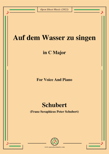 Schubert-Auf dem Wasser zu singen in C Major,for voice and piano (arr. MSM)
