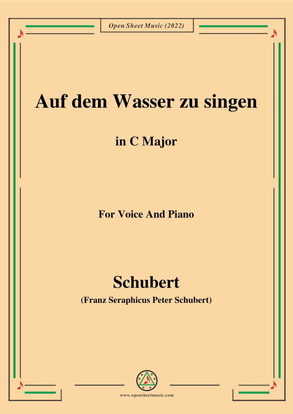 Schubert-Auf dem Wasser zu singen in C Major,for voice and piano (arr. MSM)