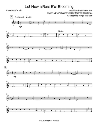 Lo! How a Rose E'er Blooming (arr. Roger Wallace)