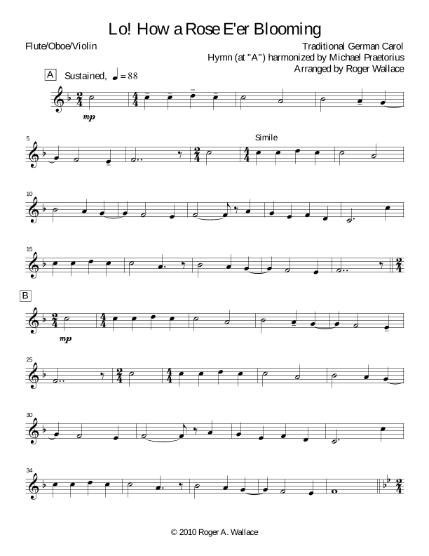 Lo! How a Rose E'er Blooming (arr. Roger Wallace)
