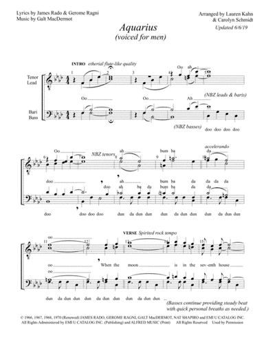 Aquarius (arr. Carolyn Schmidt)