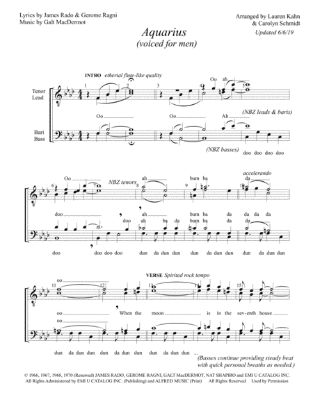 Aquarius (arr. Carolyn Schmidt)