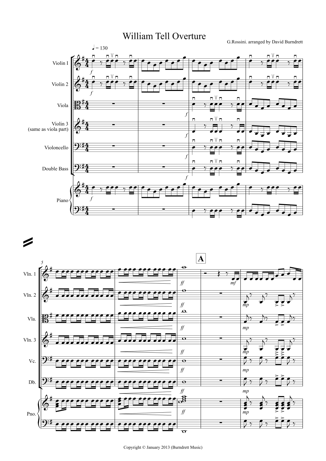 William Tell Overture for String Orchestra (arr. D.Burndrett)