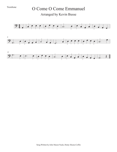 O Come O Come Emmanuel (Easy key of C) Trombone (arr. Kevin Busse)