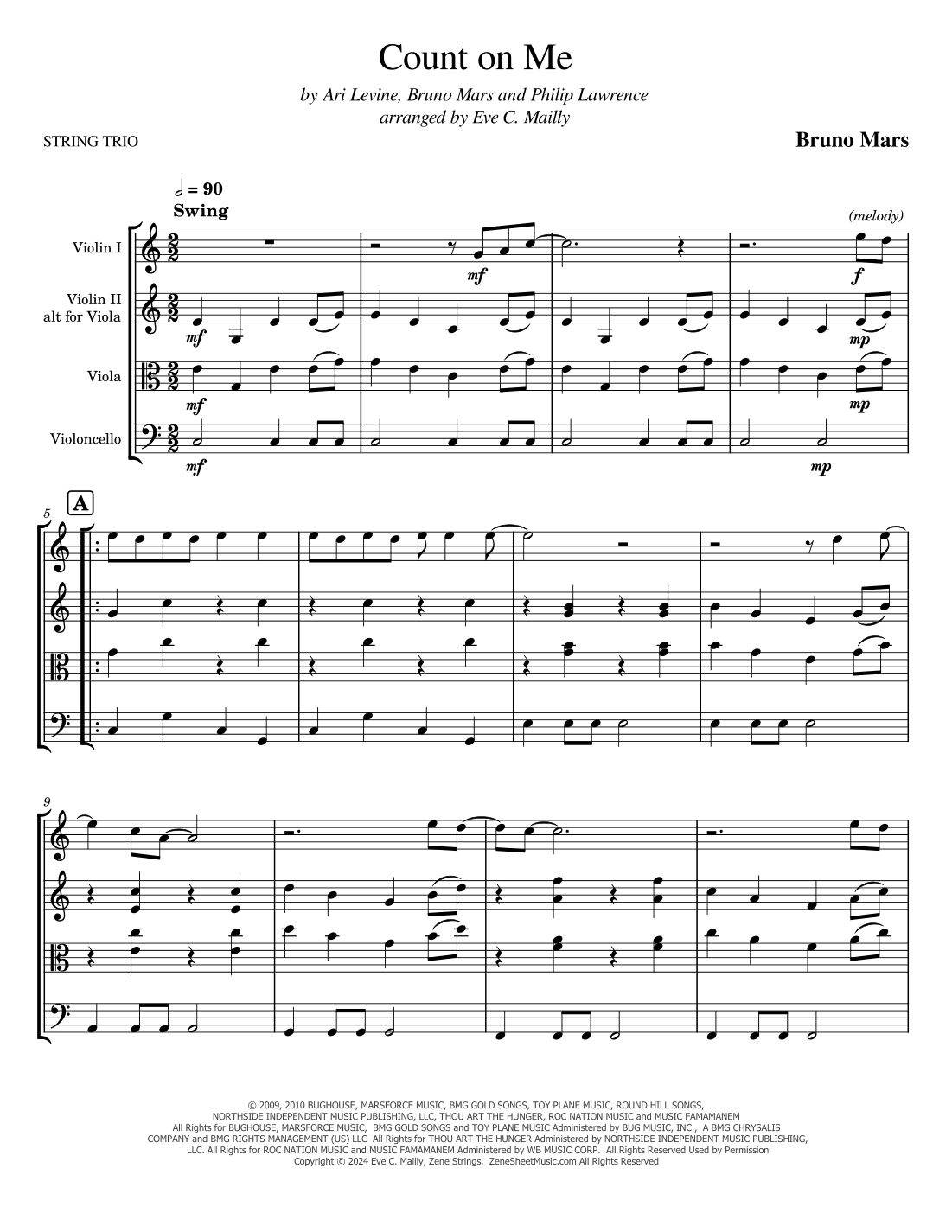 Count On Me (arr. Eve C. Mailly - Zene Strings)