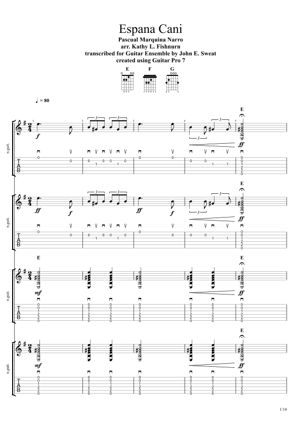 Espana Cani - Score Only (arr. John E. Sweat)