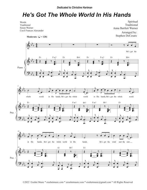 He's Got The Whole World In His Hands (Vocal solo) (arr. Stephen DeCesare)