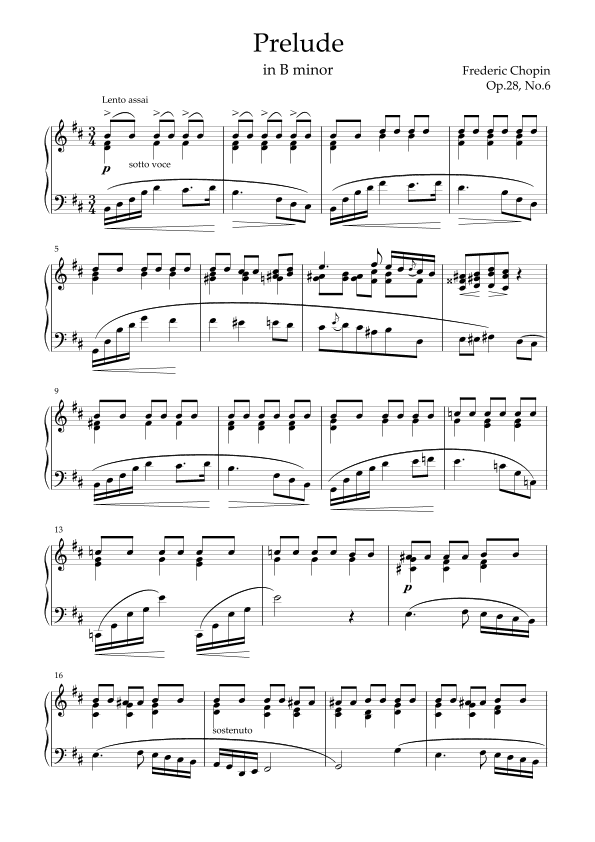 Frederic Chopin - Prelude in B minor (arr. KP82 Music)