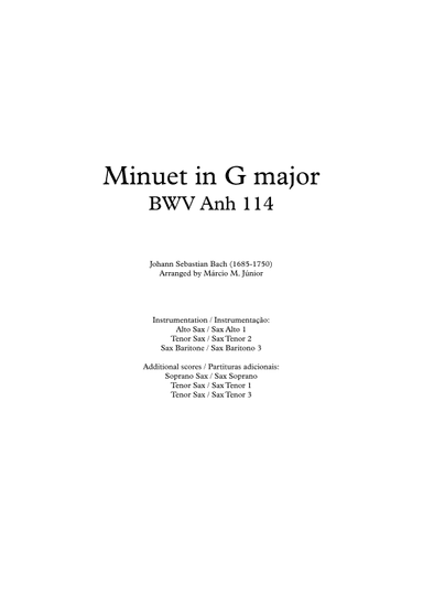 Minuet in G major - BWV Anh 114 (arr. Márcio Moreira Júnior)
