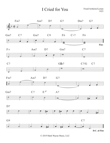 I Cried for You (arr. Mark W. Huxhold)
