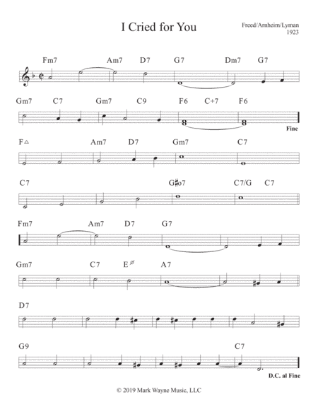 I Cried for You (arr. Mark W. Huxhold)